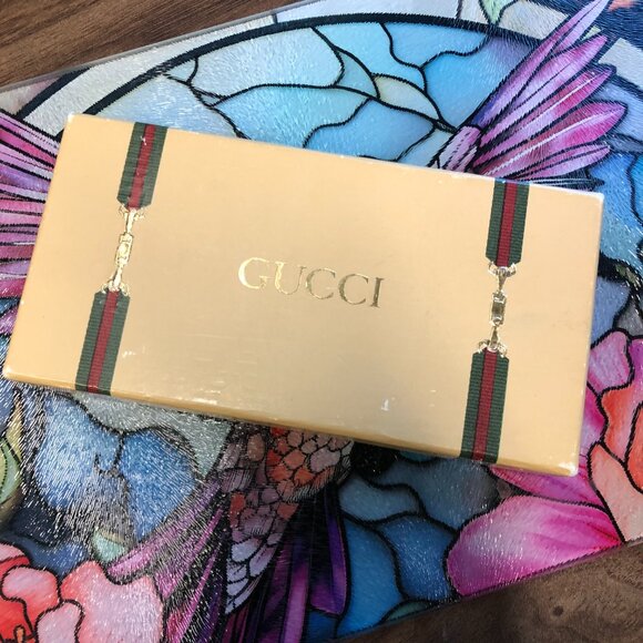 GUCCI GG Vintage Gold Tone Key Chain w Box - Picture 3 of 9